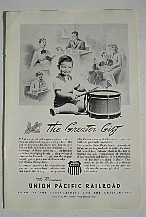 1942 Union Pacific Railroad W/ Little Boy Playing Drum