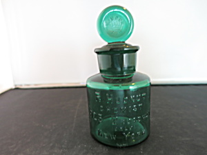R. Hudnut Chemist Bottle With Stopper Green Embossed Rare To Find