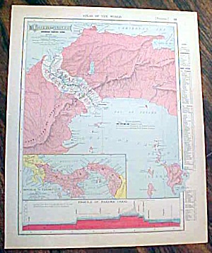 Antique Map Cuba & Panama 1907